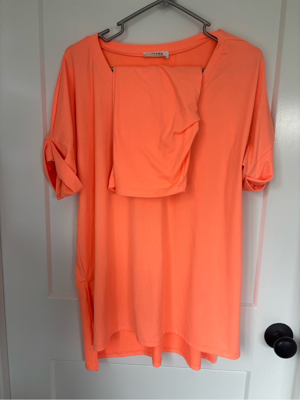 Zenana Super soft Coral Orange Women’s Short Sleeve Tunic & biker short set